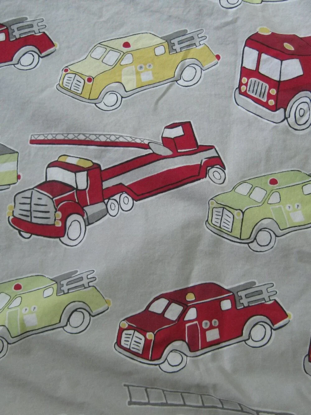 PB Kids Firetruck Duvet Cover Twin 100% Organic Cotton Kids Bedding Red Gray